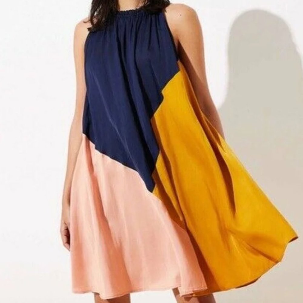 Color Block Halter Swing Dress - Ann Taylor Loft
